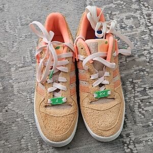 Adidas Tan and Peach Sneakers